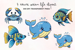 Azure Ocean Life Clipart PNG Product Image 1