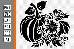 Floral Flowers Pumpkin SVG Designs, Fall SVG, Thanksgiving Product Image 5