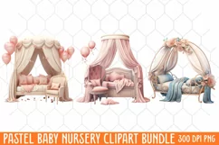 Pastel Baby Nursery Clipart Big, Baby Boy Elephant Clipart Product Image 1