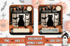 Cartoon Black Cat Money Card, Printable Halloween Print Product Image 1