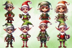 Christmas Elf Watercolor Clipart Bundle, Christmas PNG Product Image 2