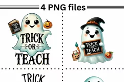 Trick or Teach PNG Digital Download, Cute Ghost Designs Product Image 2