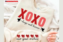 XOXO hugs and kisses year wishes Valentine Sleeve SVG Product Image 1