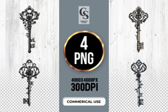 Vintage Key Clipart Sublimation PNG Product Image 1