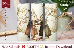 Vintage Christmas Tumbler Wrap, Winter Forest Sublimation Product Image 1