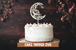 6 Floral moon cake topper SVG I Cake topper SVG Product Image 2