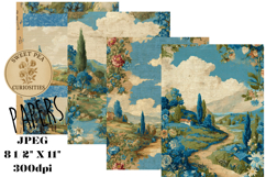 Blue, Grunge, Mixed Media, Papers, Junk Journal Product Image 1