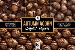 3D Autumn Acorn Pattern Digital Paper Product Image 1