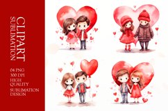Watercolor Cute Couples, Valentines Day Clipart Sublimation Product Image 1