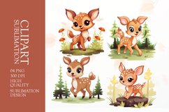 Cute cartoon deer sublimation clipart png Product Image 1