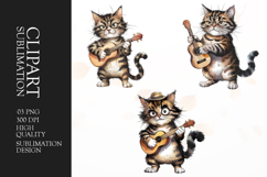 Grumpy Singer Cat watercolor clipart sublimation Product Image 1