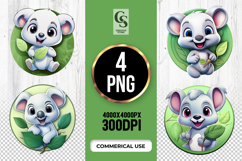 Cute Baby Koala Leaf Clipart Sublimation PNG Product Image 1