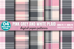 Pink Grey and White Plaid Digital Paper Background PNG Product Image 1