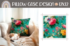 Floral Pillow Design, Vintage Flowers Pillow Sublimation Product Image 1