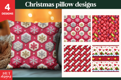 Knitted Christmas pillow sublimation Red Christmas Pattern Product Image 1