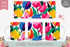 Tulips Mug Design, Abstract Mug, Floral Mug Sublimation Product Image 1
