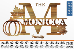 Pumpkin and maple Monogram split Letters SVG, Thanksgiving Product Image 3