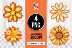 Orange Yellow Daisy Flower Clipart Sublimation PNG Product Image 1