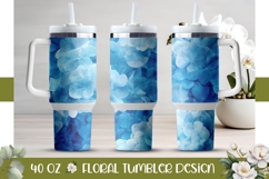 Blue Hydrangea Tumbler, Blue 40 Oz Tumbler Template Product Image 1