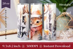 Christmas Tumbler Wrap PNG, Winter Deer Sublimation Tumbler Product Image 1