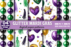Glitter Mardi Gras Digital Paper Background Bundle PNG Product Image 2