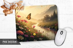 Enchanted Valley with Butterfly and River Mouse Pad PNG Product Image 1