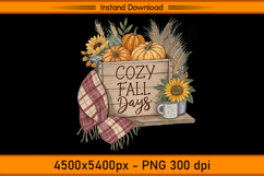 Cozy Fall Days Pumpkin Crate with Sunflowers PNG Product Image 1
