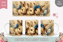 Vintage Mug Wrap Design, Cute Easter Bunnies Mug Product Image 1