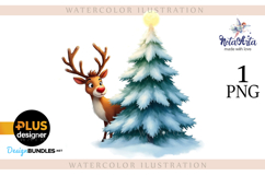 New Year&#039;s Christmas deer watercolor Product Image 1