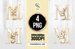 M Mouse Floral Alphabet Letter Clipart Sublimation PNG Product Image 1