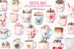 Pastel Mug Christmas Watercolor 38 Cliparts Ai Generated Art Product Image 1