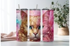 Alcohol Ink Rainbow Cat Tumbler Wrap Design|20oz Skinny PNG Product Image 2