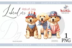 cute three labrador puppies for the 4th of july. kawaii Product Image 1