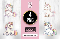 Rainbow Unicorn Watercolor Fantasy Clipart Sublimation PNG Product Image 1