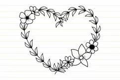 Flower Heart Svg Floral Wreath Svg Flower svg Product Image 6