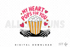 My Heart Pops For You Sublimation PNG, Valentine PNG Product Image 1