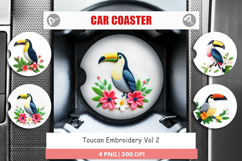 Car Coaster Toucan Embroidery Product Image 1