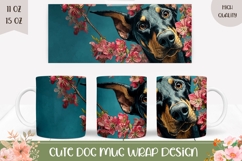 Doberman Mug Design, Floral Mug, Doberman Pinscher Dog Product Image 1