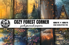 Cozy Forest Corner Junk Journal Paper Patterns Bundle PNG Product Image 2