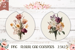 Flowers Car Coaster Designs, Tulips Sublimation Coasters Product Image 1