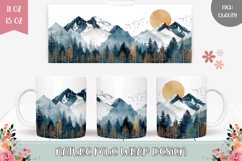 Abstract Mountains Mug Wrap Design, Forest Mug Sublimation Product Image 1