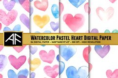 Watercolor Pastel Heart Digital Paper Product Image 1