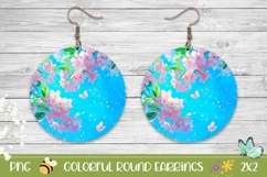 Sakura Round Earrings PNG, Butterfly Earrings Design Product Image 1