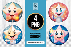 Cute Smiling Star Magic Clipart Sublimation PNG Product Image 1