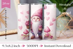 Valentine's Day Tumbler Sublimation, Cute Gnome Tumbler PNG Product Image 1