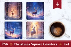 Christmas Coaster, Christmas Deer Coffee Mug Coaster Design Product Image 1