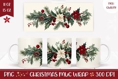 Floral Christmas Mug Wrap, Christmas Poinsettia Mug Design Product Image 1