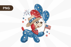 Balloon Dog USA Fourth of July PNG Sublimation Design Product Image 1