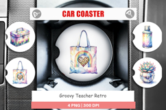 Groovy Teacher Retro Car Coaster Product Image 1
