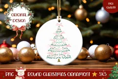 Christmas Pink Bows Ornament, Christmas Ornament Template Product Image 1